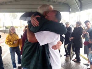 Pat Ford and Mike Hanson at Mike's Release from Prison